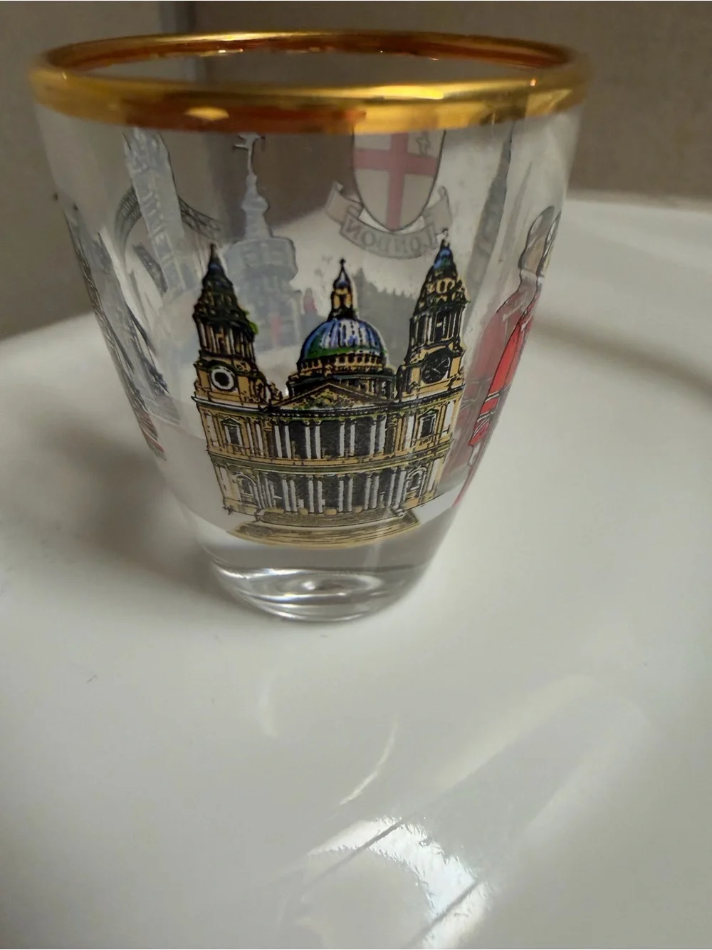 London Crest Shot Glass with Gold Rim